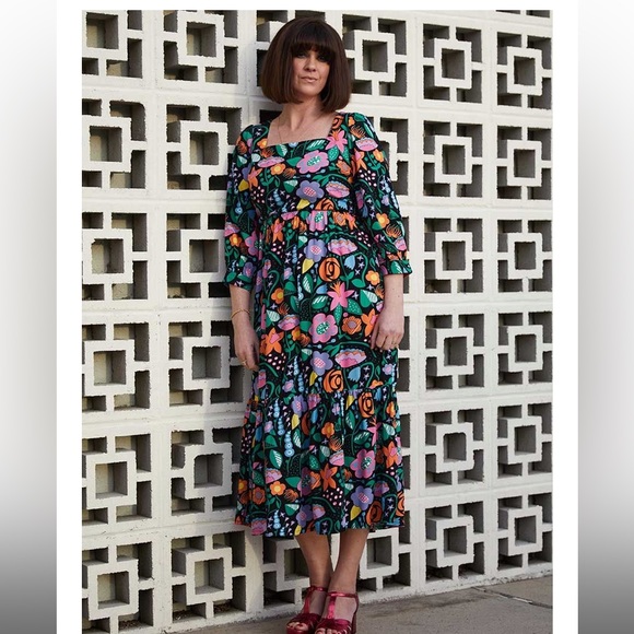 Joanie Clothing Retro Vintage 60’s Floral midmaxi dress w/ POCKETS - Picture 4 of 7